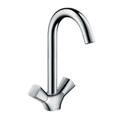 Hansgrohe Logis M31 chrome 2-handle kitchen mixer with 220-degree swivel and single spray mode