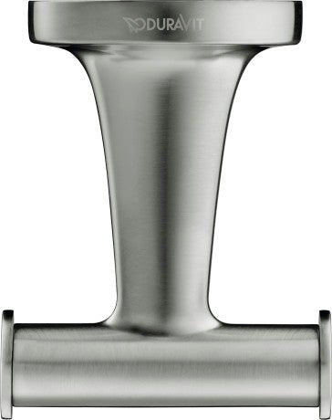 Duravit Starck T Wall Mounted Double Towel Hook 60 x 76 x 50mm - Brushed Stainless Steel - 0099307000 - TAP 'N' SHOWER