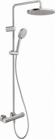 Duravit 1000 Thermostatic MinusFlow Shower System 303 x 573 x 1124mm - Brushed Stainless Steel - TH4282008070 - TAP 'N' SHOWER