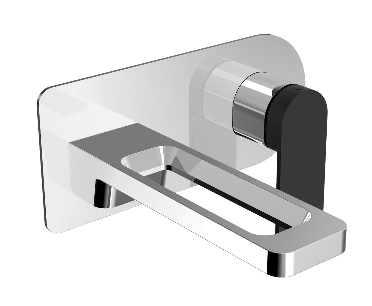 JTP AXEL Matt Black Handle Single Lever Wall Mounted Basin Mixer - Chrome - 74231MBH - TAP 'N' SHOWER