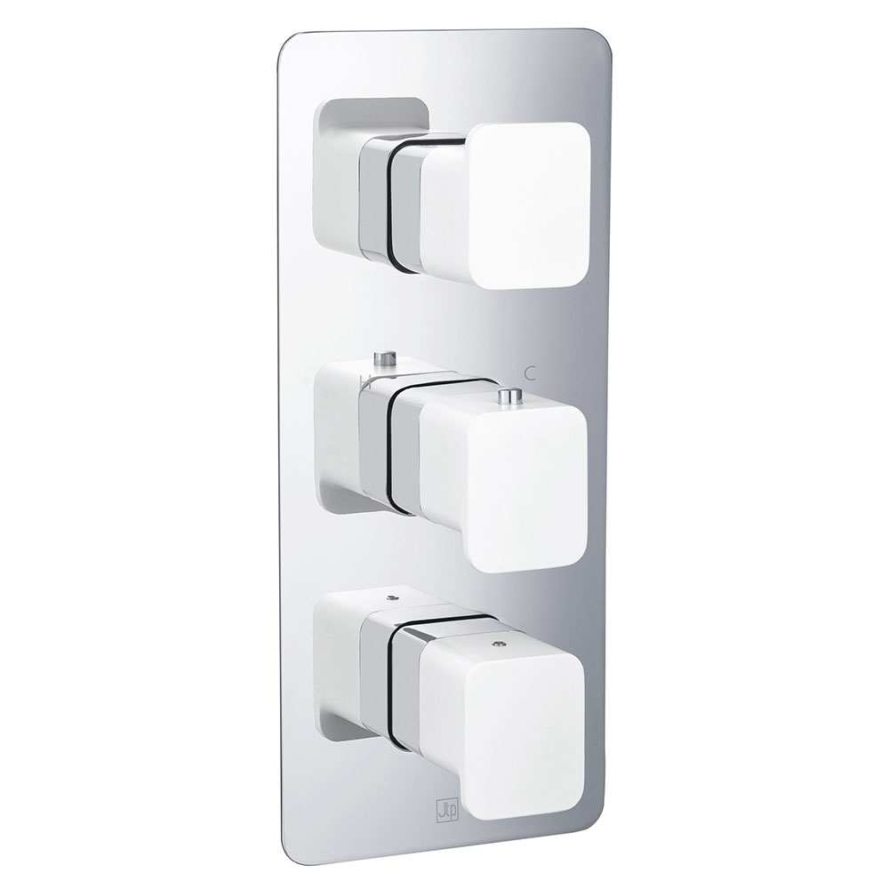 JTP Axel Concealed Twin Outlet Thermostatic Shower Valve Vertical with Matt White Handles - 74690MWH - TAP 'N' SHOWER