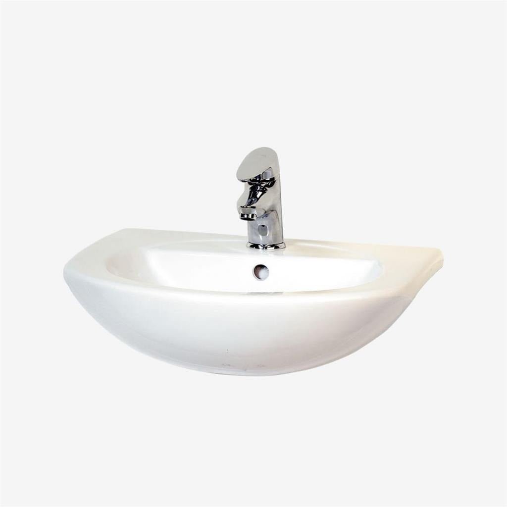 Eastbrook Loire 1 Tap Hole Semi - Recessed Basin 500mm - White - 75.0006 - TAP 'N' SHOWER