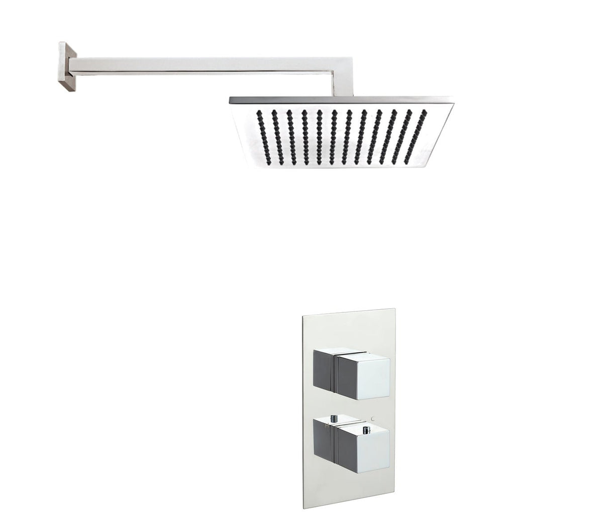 JTP Square Thermostat with Overhead - Chrome - COM034 - TAP 'N' SHOWER