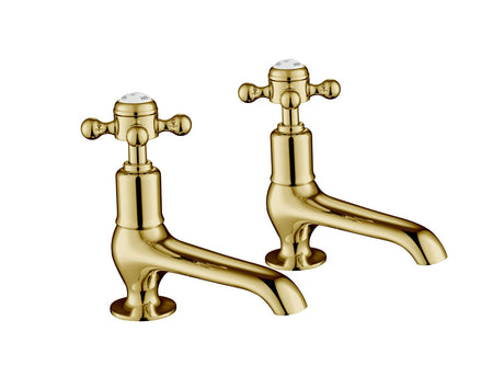 JTP Grosvenor Cross Long Nose Basin Taps - Antique Brass - 76011G