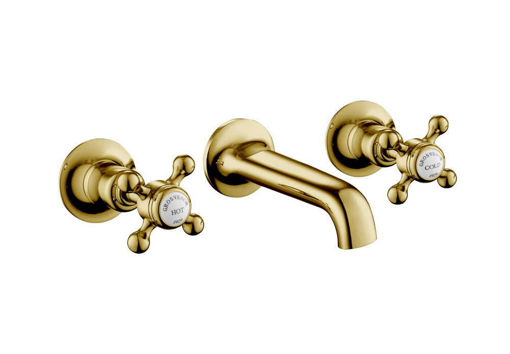 JTP Grosvenor Cross 3 Hole Basin Mixer - Antique Brass - 76089AG