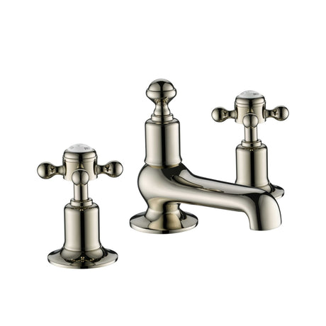 JTP Grosvenor Cross 3 Hole Basin Mixer - Nickel - 76193NK