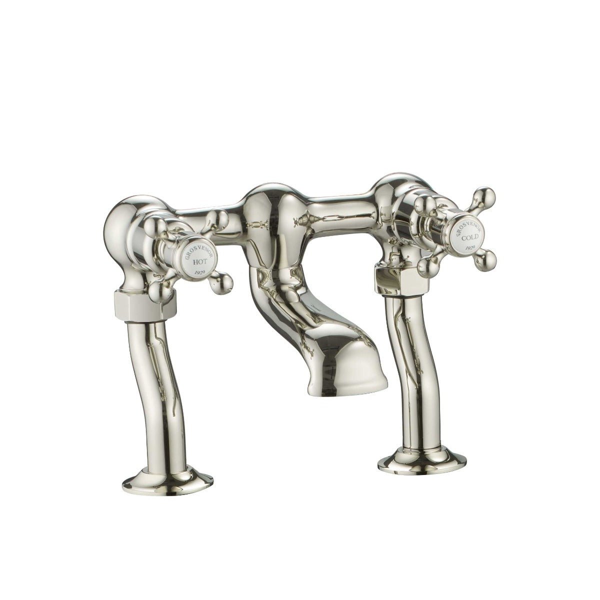 JTP Grosvenor Cross Deck Mounted Bath Filler - Nickel - 76223NK - TAP 'N' SHOWER