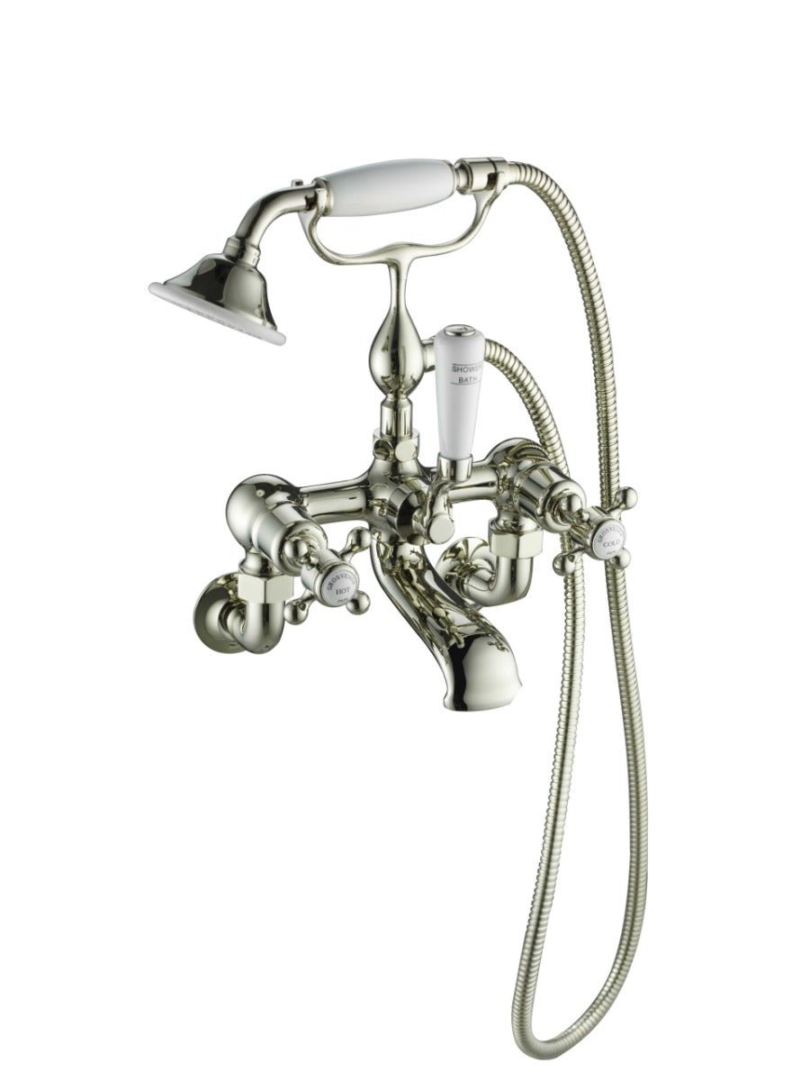 JTP Grosvenor Cross Bath Shower Mixer Wall Mounted with Kit - Nickel - 76275WMNK - TAP 'N' SHOWER