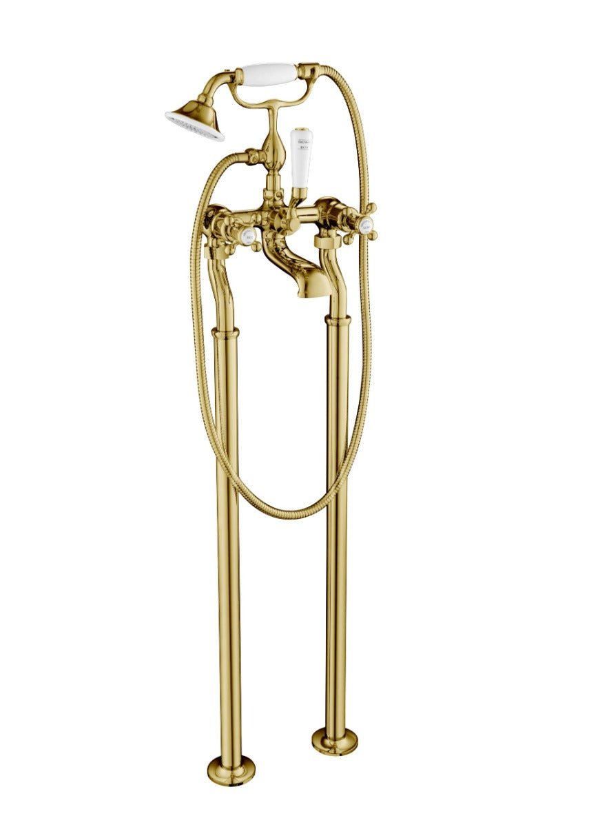 JTP Grosvenor Freestanding Bath Shower Mixer With Kit - Antique Brass - 76275FSG - TAP 'N' SHOWER