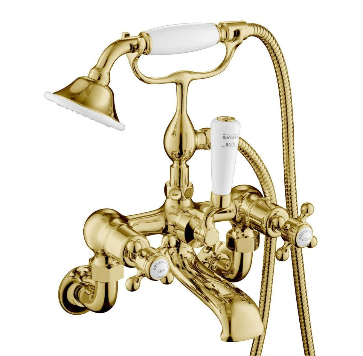 JTP Bath Shower Mixer Wall Mounted with Kit - Antique Brass - 76275WMG - TAP 'N' SHOWER