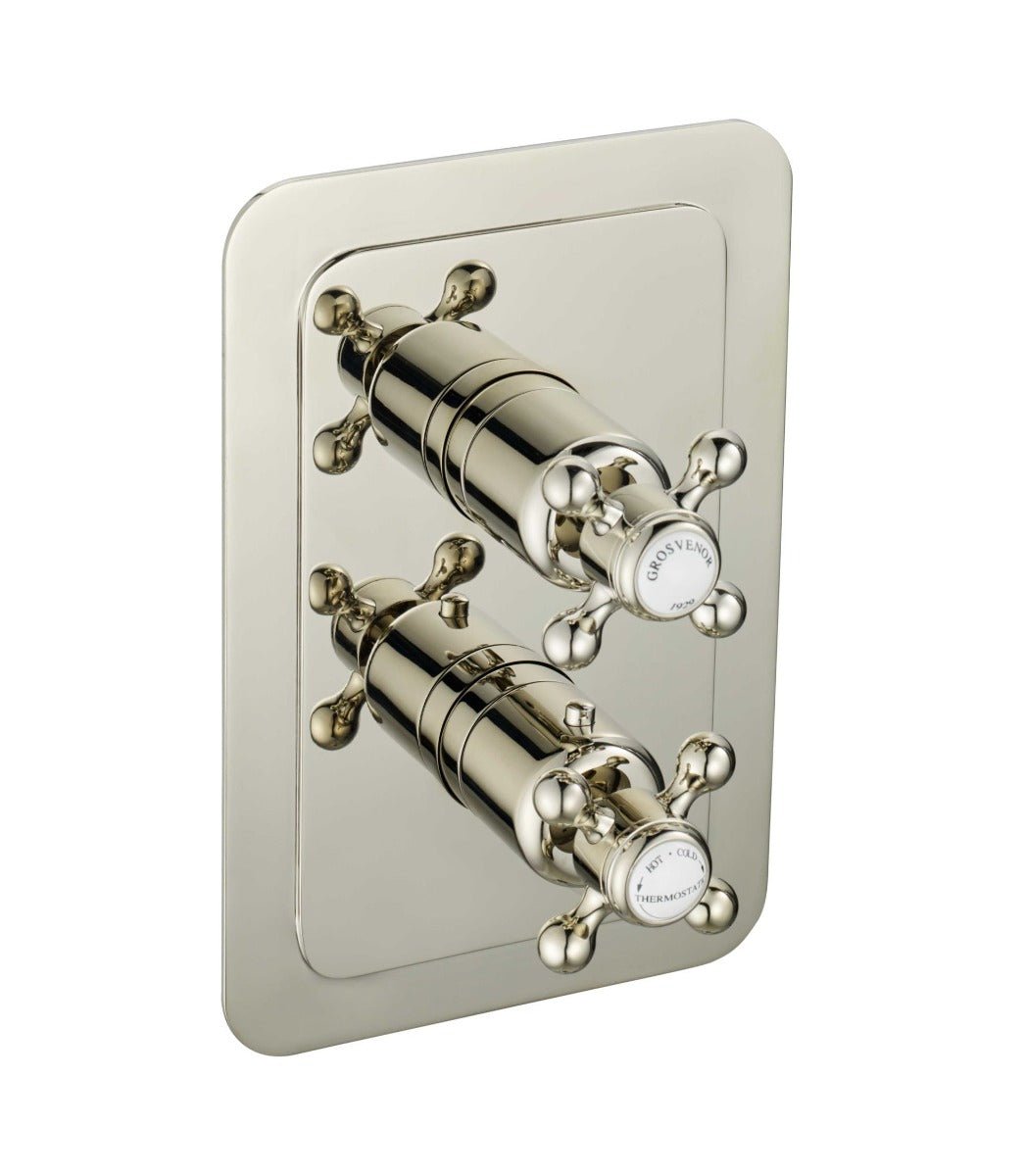 JTP Grosvenor Cross Thermostatic 2 Outlet Shower Valve - Nickel - 76671NK - TAP 'N' SHOWER