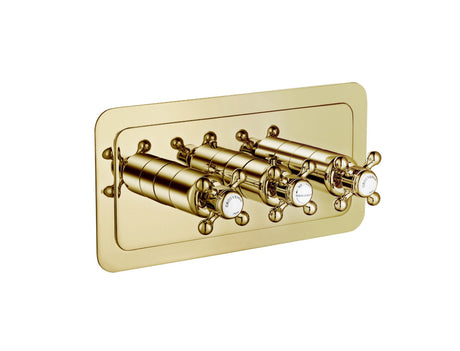 JTP Grosvenor Cross Thermostatic 2 Outlet Shower Valve - Antique Brass - 76693G