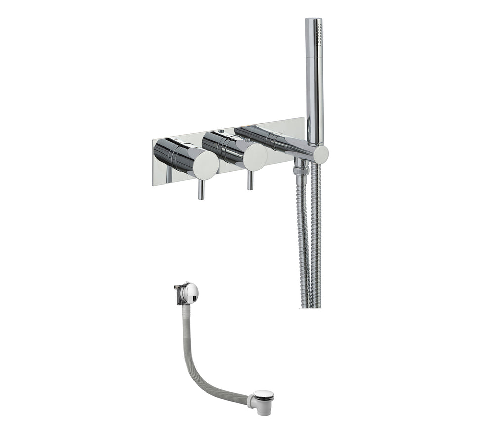 JTP Round Thermostat with Attached Handshower and Bath Filler - Chrome - COM051