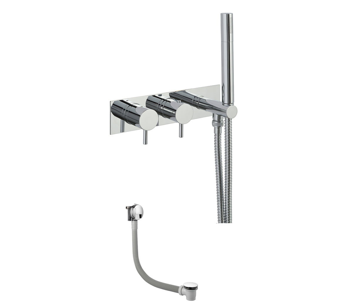 JTP Round Thermostat with Attached Handshower and Bath Filler - Chrome - COM051