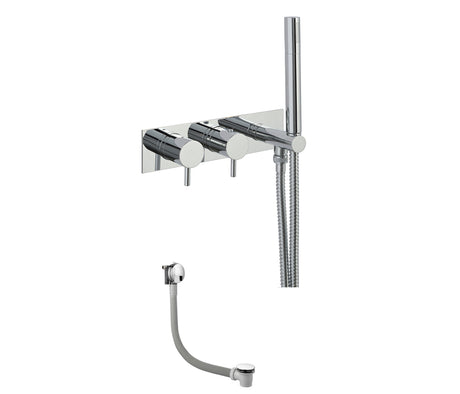JTP Round Thermostat with Attached Handshower and Bath Filler - Chrome - COM051