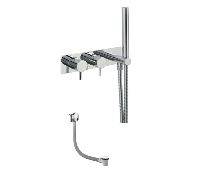 JTP Round Thermostat with Attached Handshower and Bath Filler - Chrome - COM051