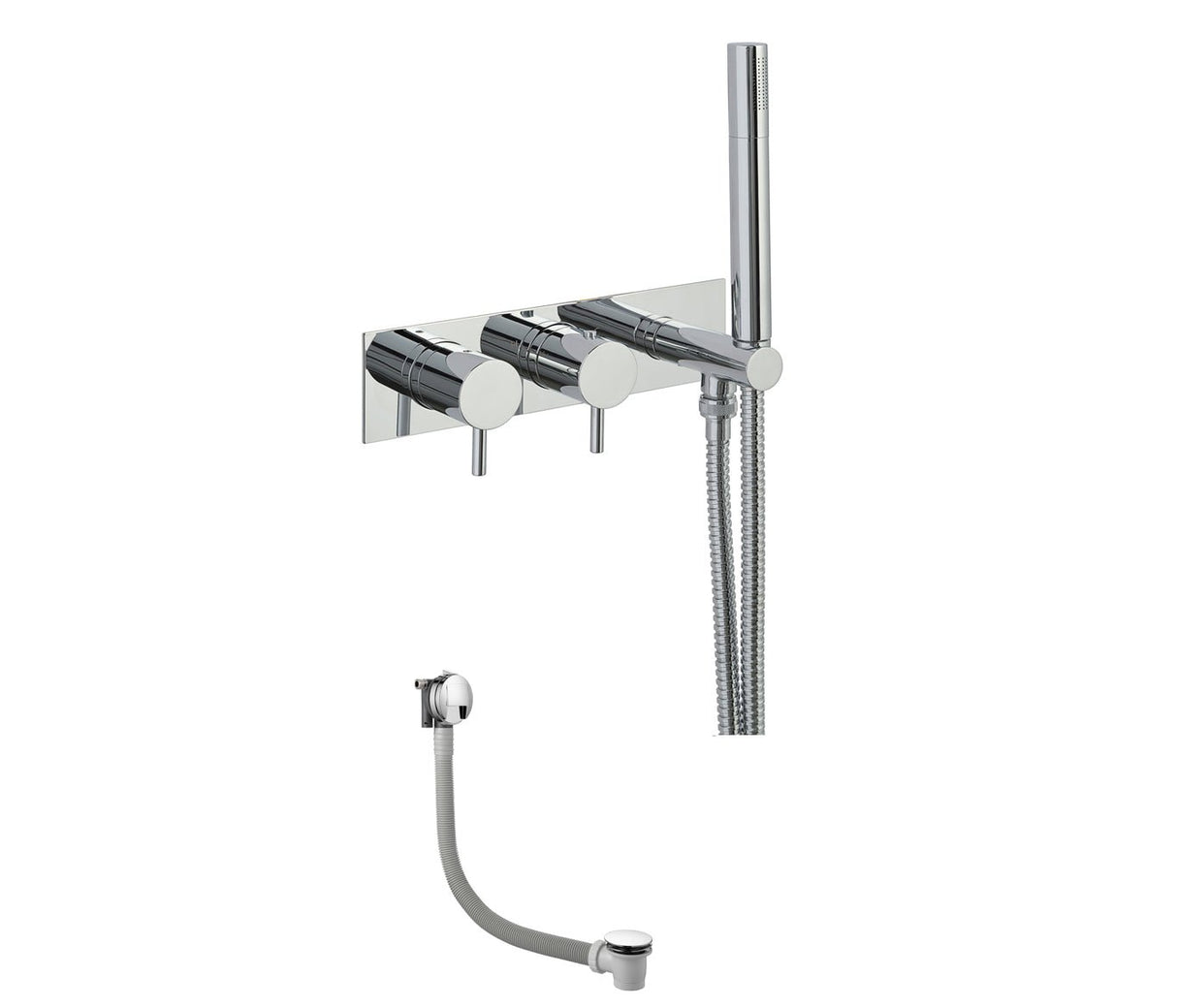 JTP Round Thermostat with Attached Handshower and Bath Filler - Chrome - COM051 - TAP 'N' SHOWER