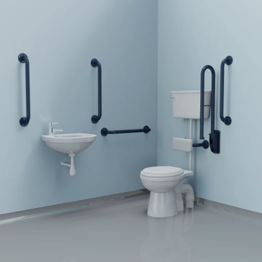 Bathex Doc M Mild Steel Corner WC Low Level 3 Rail Pack - White - 80000 - TAP 'N' SHOWER