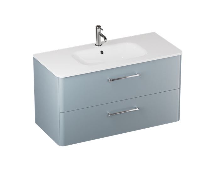 Britton Camberwell 2 Drawer Wall Hung Vanity Unit 800mm - Dusty Blue - C80DDB - TAP 'N' SHOWER
