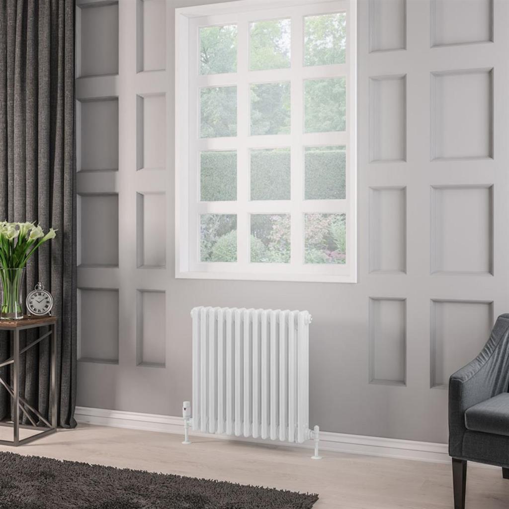Eastbrook Rivassa Traditional 3 Column Radiator 600mm x 608mm - Gloss White - 81.0015 - TAP 'N' SHOWER