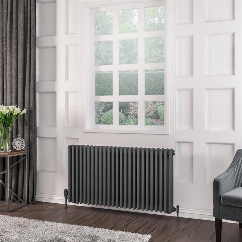 Eastbrook Rivassa Traditional 3 Column Radiator 600mm x 1148mm - Matt Anthracite - 81.0033 - TAP 'N' SHOWER