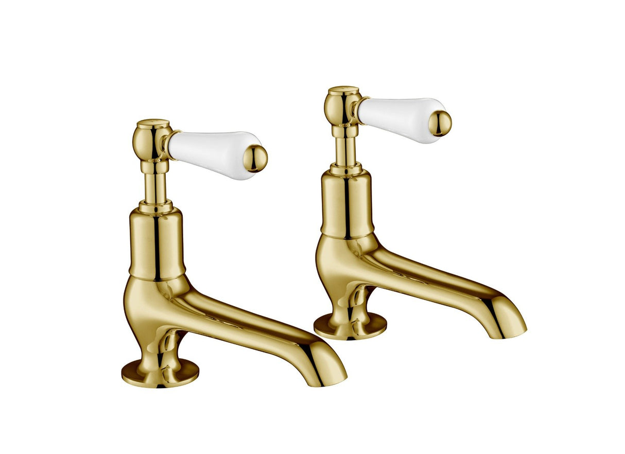 JTP Grosvenor Lever Long Nose Basin Taps - Antique Brass - 85011G - TAP 'N' SHOWER