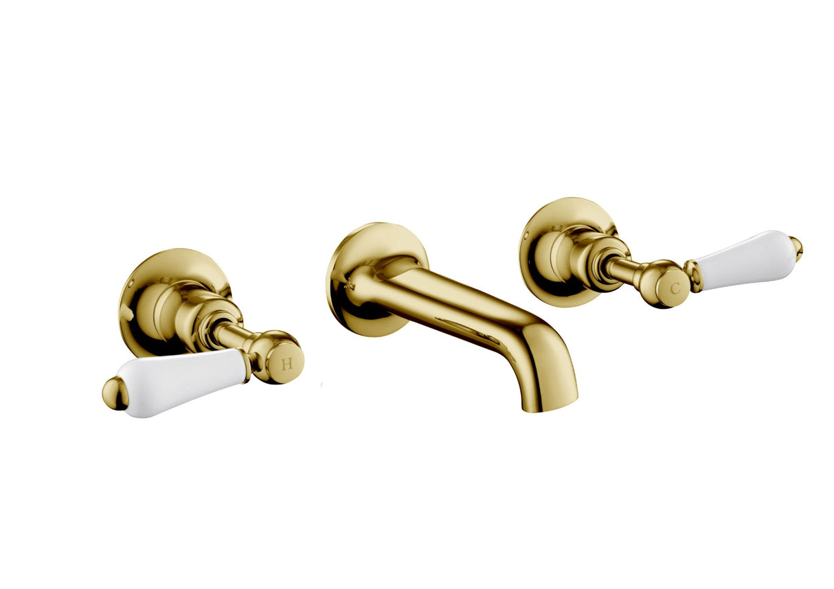 JTP Grosvenor Lever 3 Hole Basin Mixer - Antique Brass - 85089AG - TAP 'N' SHOWER