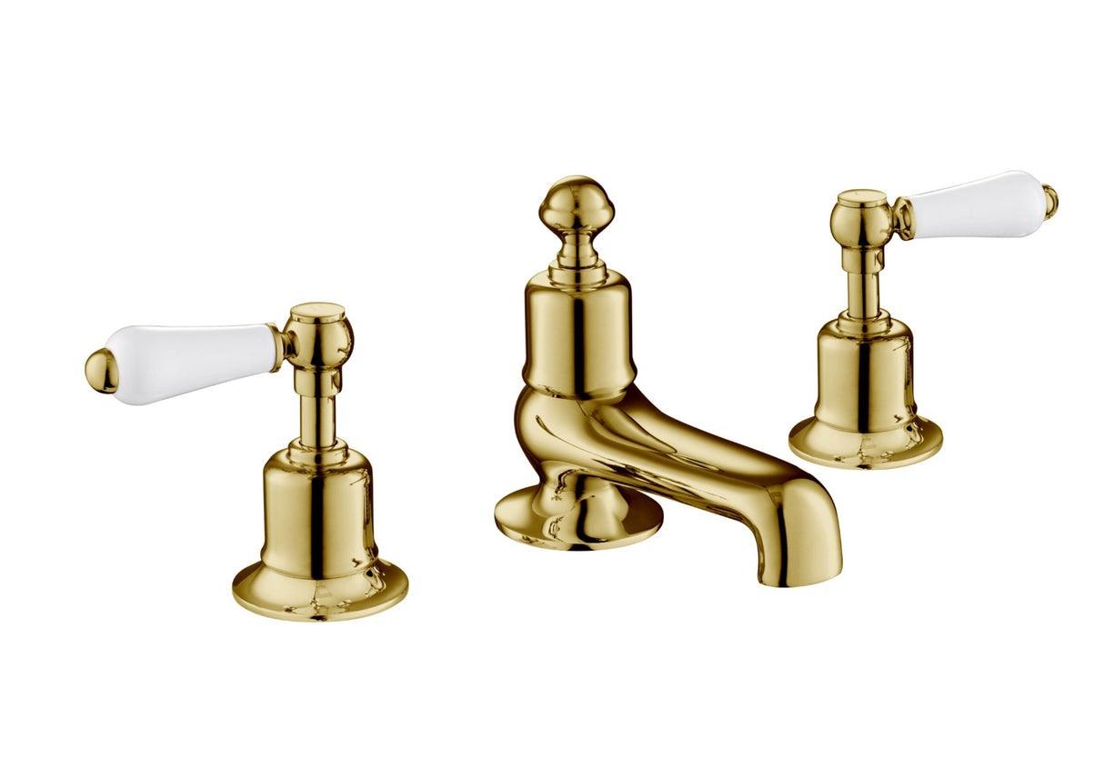 JTP Grosvenor Lever 3 Hole Deck Mounted Bath Filler - Antique Brass - 85095G
