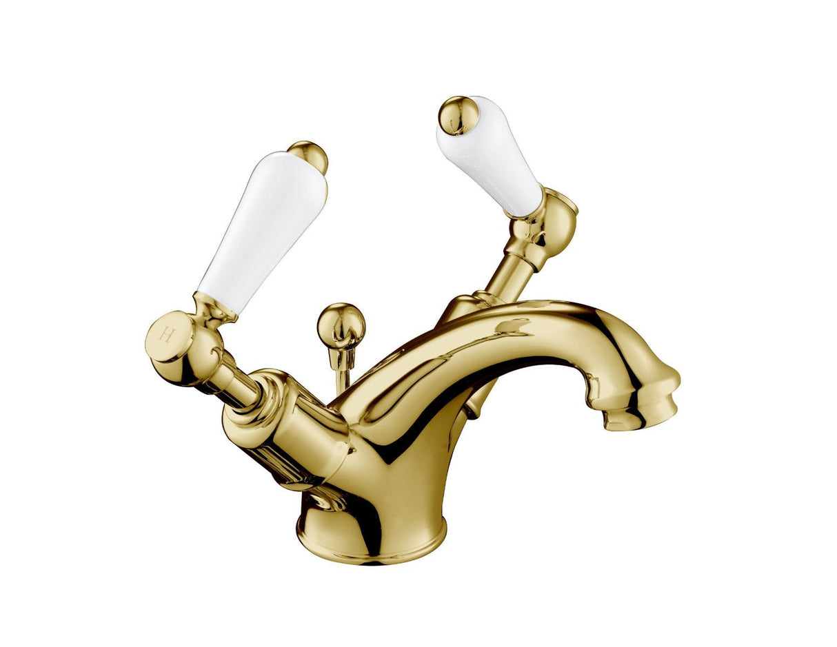 JTP Grosvenor Lever Basin Mixer with Pop Up Waste - Antique Brass - 85169G - TAP 'N' SHOWER