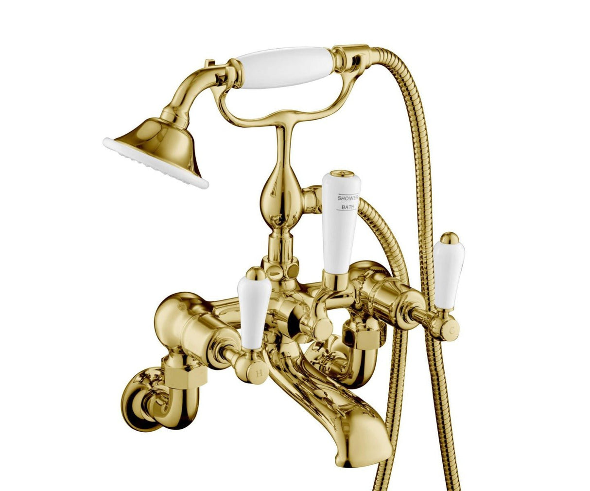 JTP Bath Shower Mixer Wall Mounted with Kit - Antique Brass - 85275WMG - TAP 'N' SHOWER