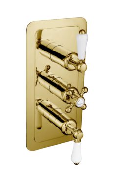 JTP Grosvenor Lever Thermostatic 2 Outlet Shower Valve - Antique Brass - 85690G - TAP 'N' SHOWER