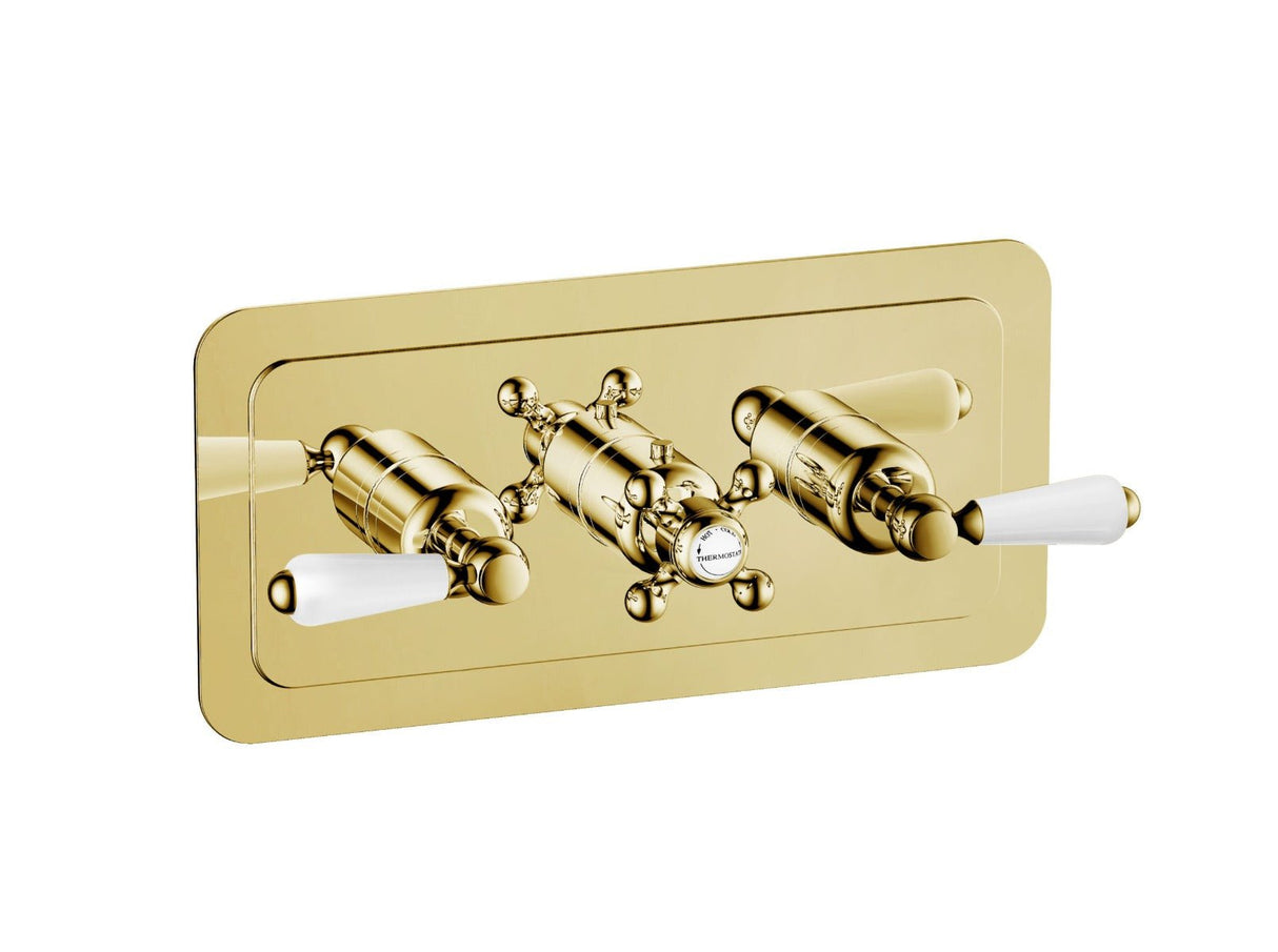 JTP Grosvenor Lever Thermostatic 3 Outlet Shower Valve - Antique Brass - 85692G - TAP 'N' SHOWER