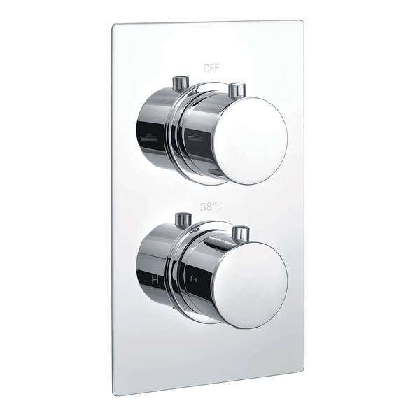 RAK Dual Handle Round 2 Outlet Concealed Thermostatic Shower Valve - Chrome - RAKSHW3202R - TAP 'N' SHOWER