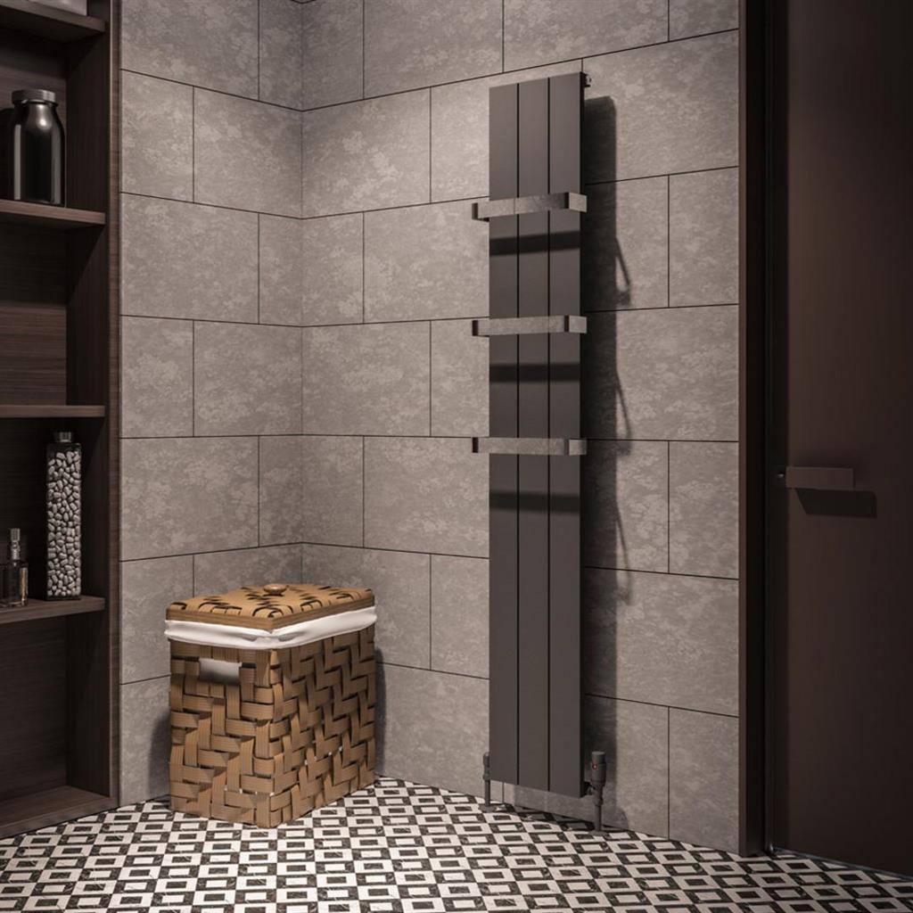 Eastbrook Rosano Aluminium Vertical Flat Panel Radiator 1800mm x 280mm - Matt Anthracite - 86.0002 - TAP 'N' SHOWER