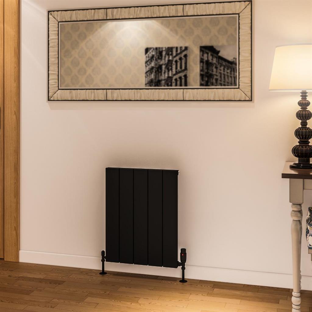 Eastbrook Rosano Aluminium Horizontal Flat Panel Radiator 600mm x 470mm - Matt Black - 86.0012 - TAP 'N' SHOWER