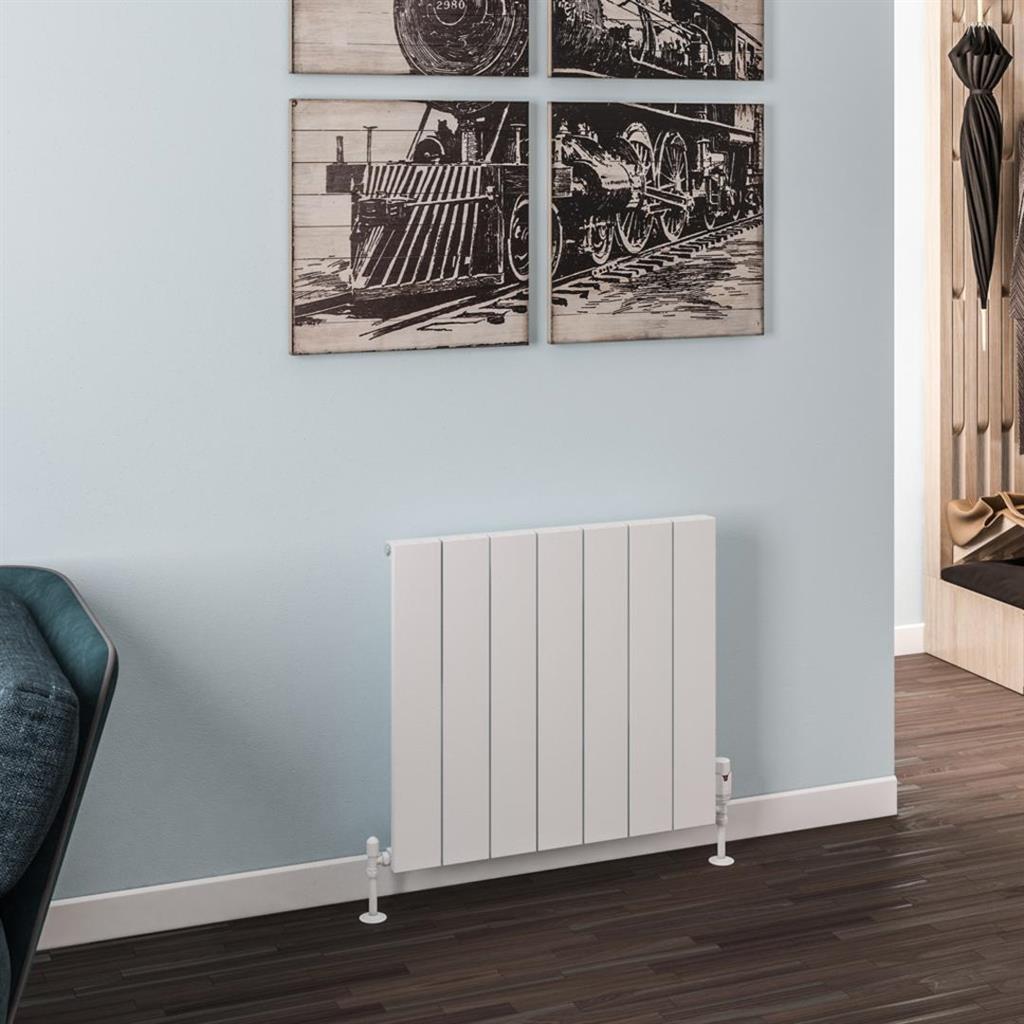 Eastbrook Rosano Aluminium Horizontal Flat Panel Radiator 600mm x 660mm - Matt White - 86.0013 - TAP 'N' SHOWER