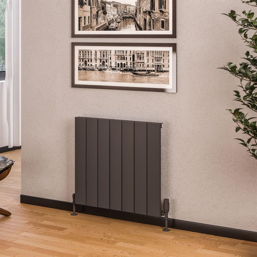 Eastbrook Rosano Aluminium Horizontal Flat Panel Radiator 600mm x 660mm - Matt Anthracite - 86.0014 - TAP 'N' SHOWER
