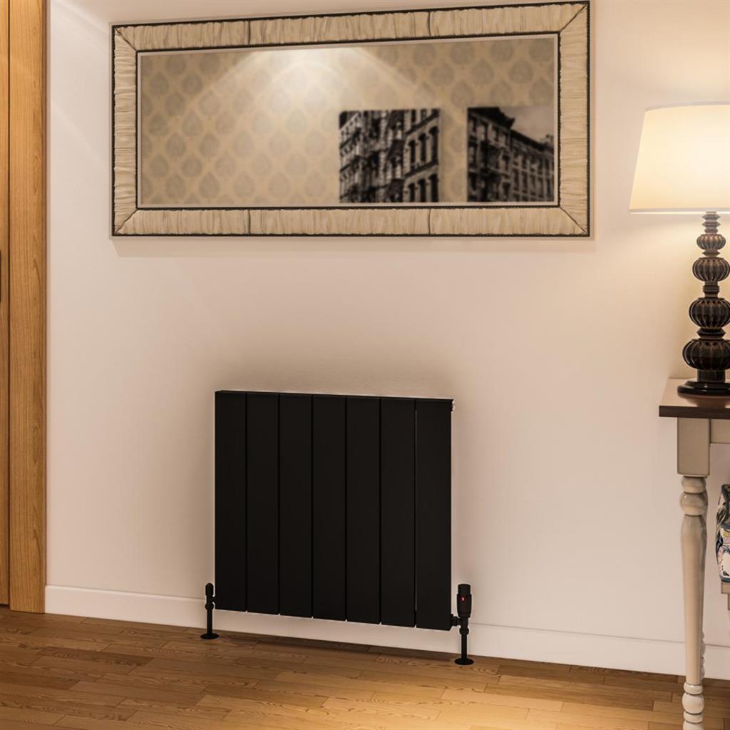 Eastbrook Rosano Aluminium Horizontal Flat Panel Radiator 600mm x 660mm - Matt Black - 86.0015 - TAP 'N' SHOWER
