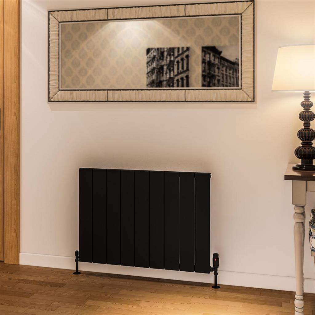 Eastbrook Rosano Aluminium Horizontal Flat Panel Radiator 600mm x 850mm - Matt Black - 86.0018 - TAP 'N' SHOWER