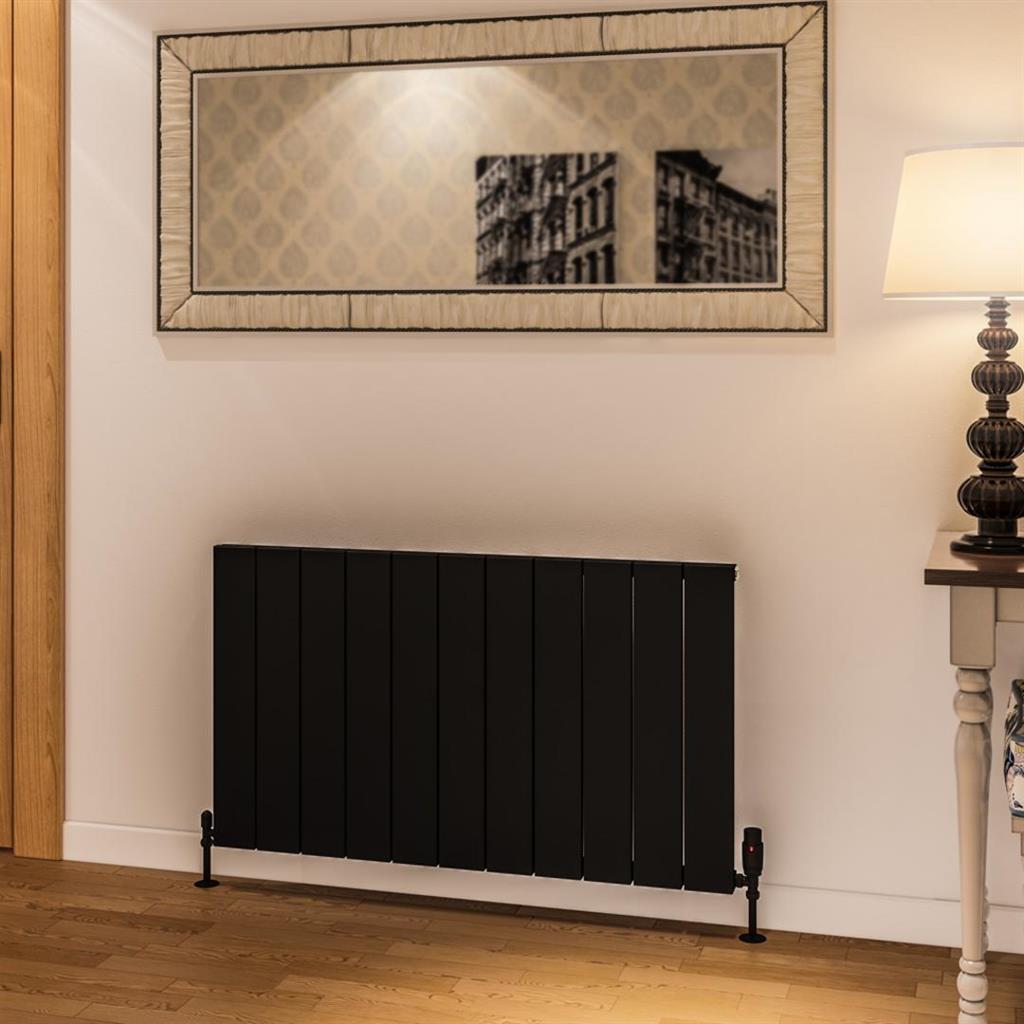 Eastbrook Rosano Aluminium Horizontal Flat Panel Radiator 600mm x 1040mm - Matt Black - 86.0021 - TAP 'N' SHOWER