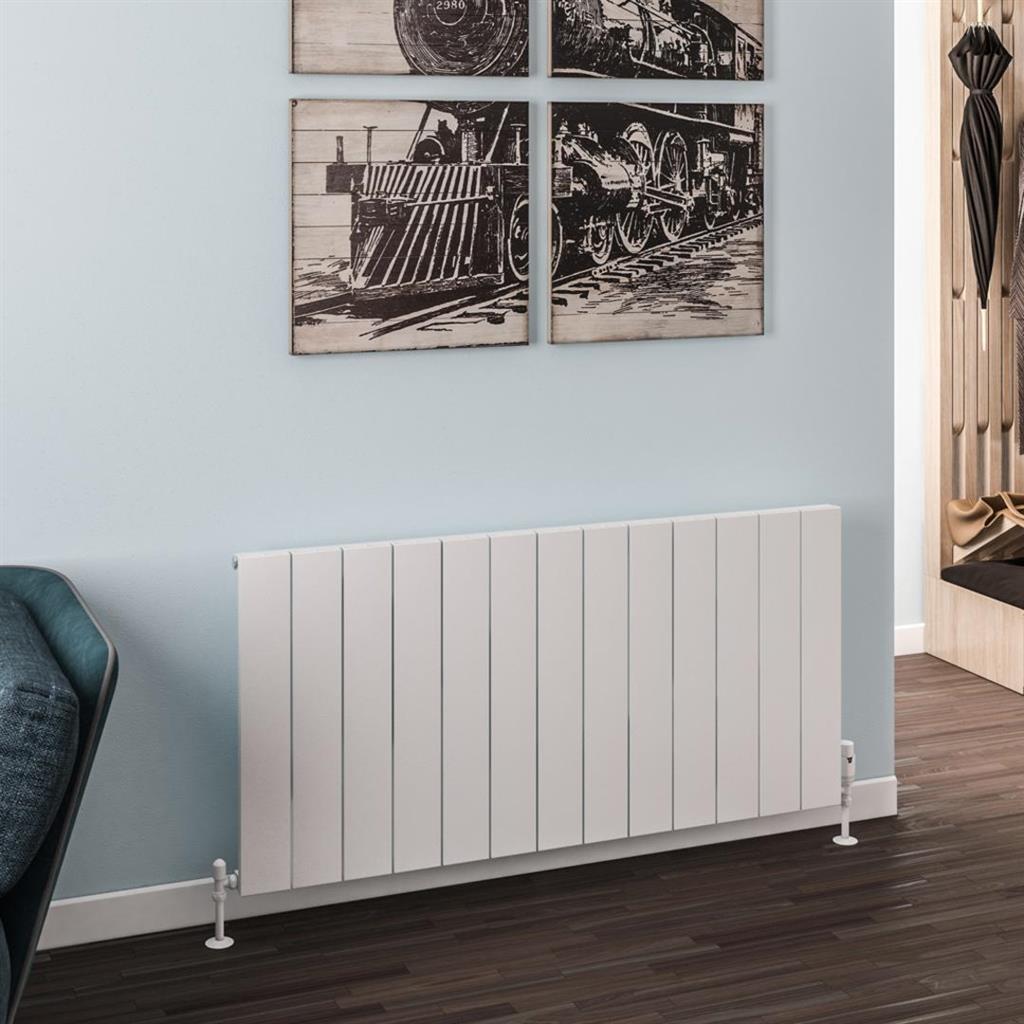 Eastbrook Rosano Aluminium Horizontal Flat Panel Radiator 600mm x 1230mm - Matt White - 86.0022 - TAP 'N' SHOWER