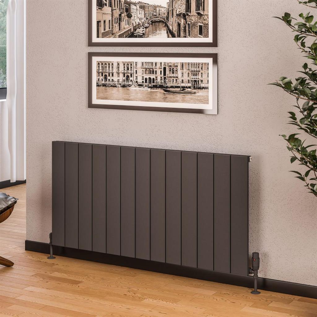 Eastbrook Rosano Aluminium Horizontal Flat Panel Radiator 600mm x 1230mm - Matt Anthracite - 86.0023 - TAP 'N' SHOWER