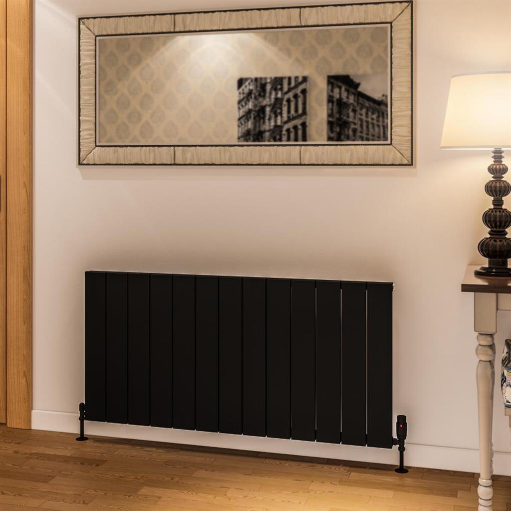Eastbrook Rosano Aluminium Horizontal Flat Panel Radiator 600mm x 1230mm - Matt Black - 86.0024 - TAP 'N' SHOWER