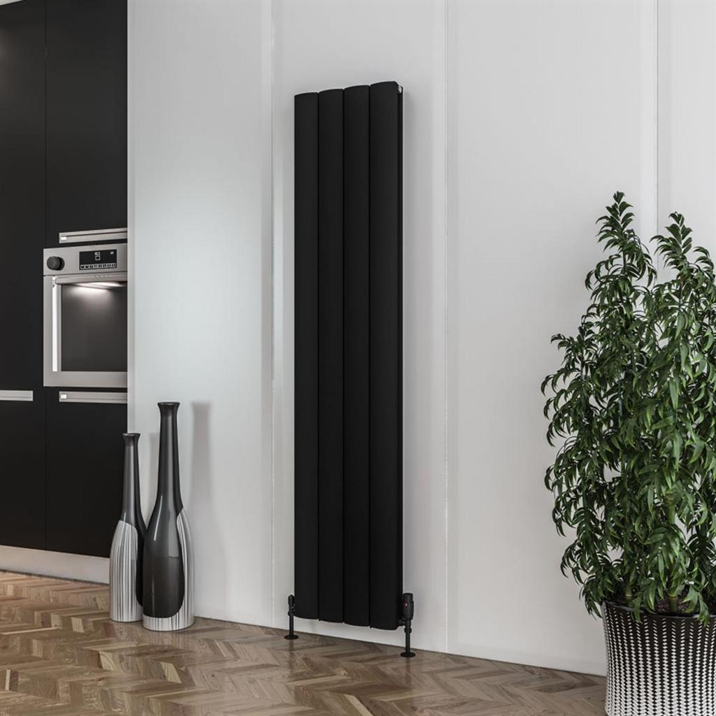 Eastbrook Guardia Aluminium Vertical Radiator 1800mm x 375mm - Matt Black - 86.0034 - TAP 'N' SHOWER