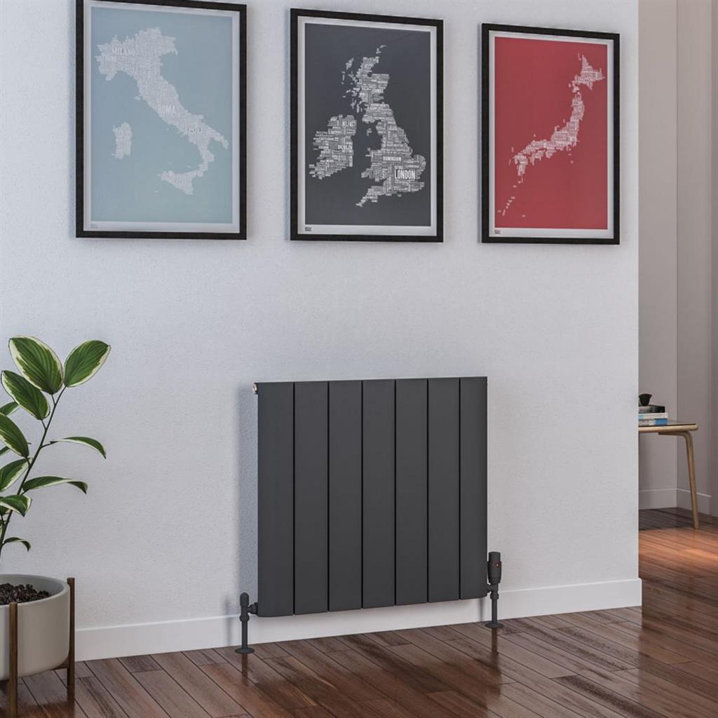 Eastbrook Peretti Aluminium Horizontal Flat Panel Radiator 600mm x 660mm - Matt Anthracite - 86.0066 - TAP 'N' SHOWER