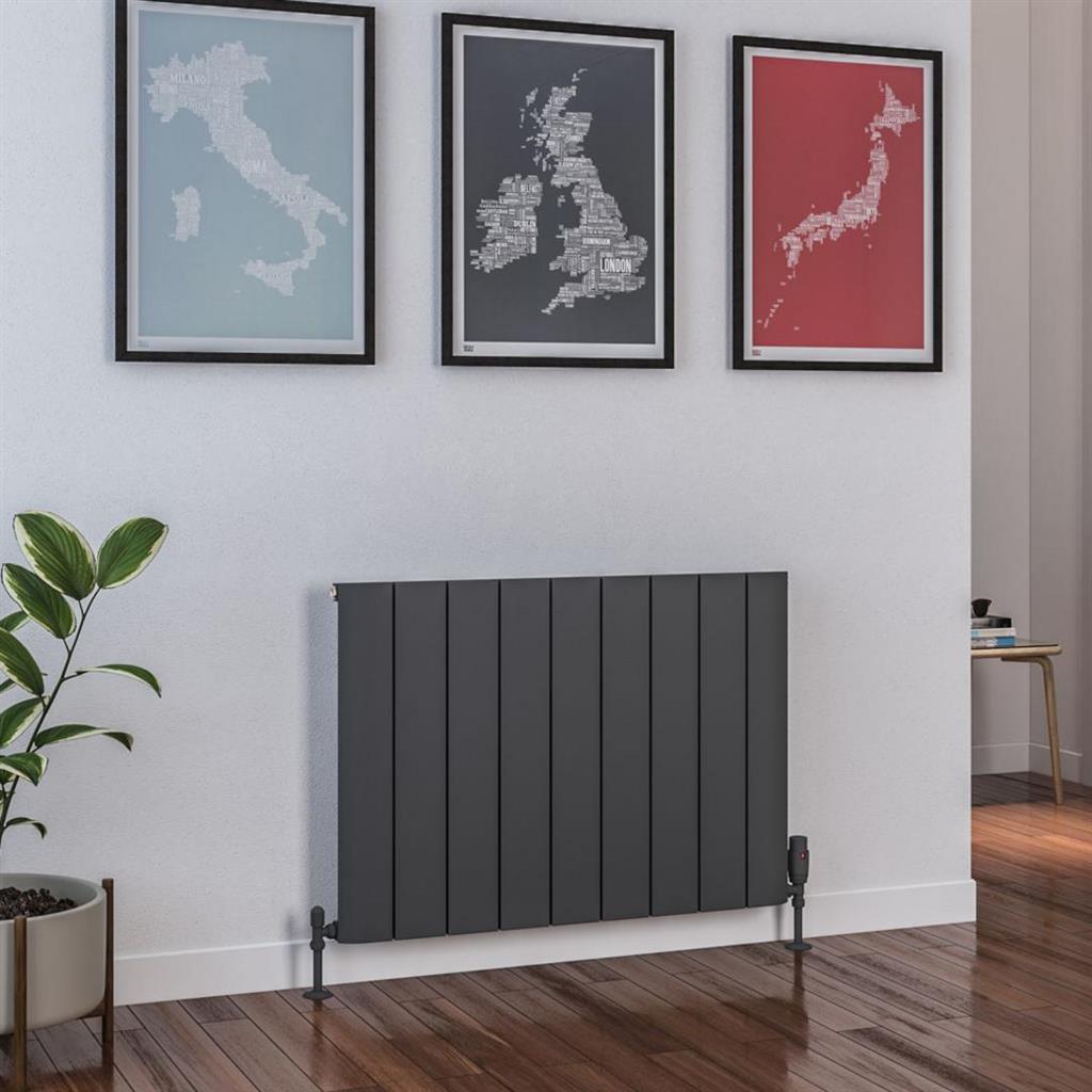 Eastbrook Peretti Aluminium Horizontal Flat Panel Radiator 600mm x 850mm - Matt Anthracite - 86.0069 - TAP 'N' SHOWER
