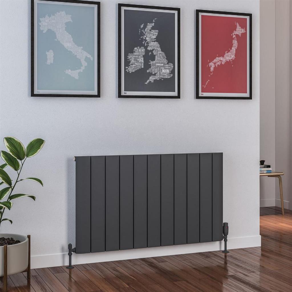 Eastbrook Peretti Aluminium Horizontal Flat Panel Radiator 600mm x 1040mm - Matt Anthracite - 86.0072 - TAP 'N' SHOWER