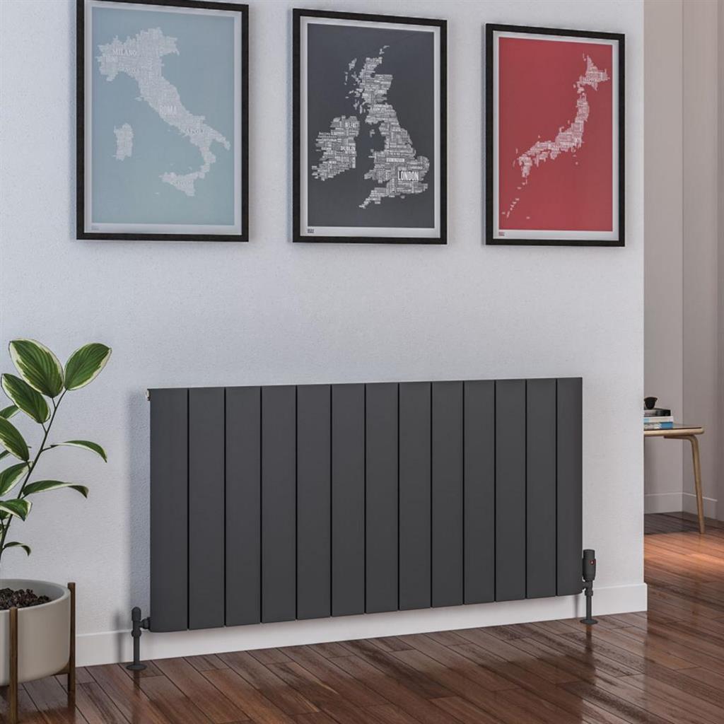 Eastbrook Peretti Aluminium Horizontal Flat Panel Radiator 600mm x 1230mm - Matt Anthracite - 86.0075 - TAP 'N' SHOWER