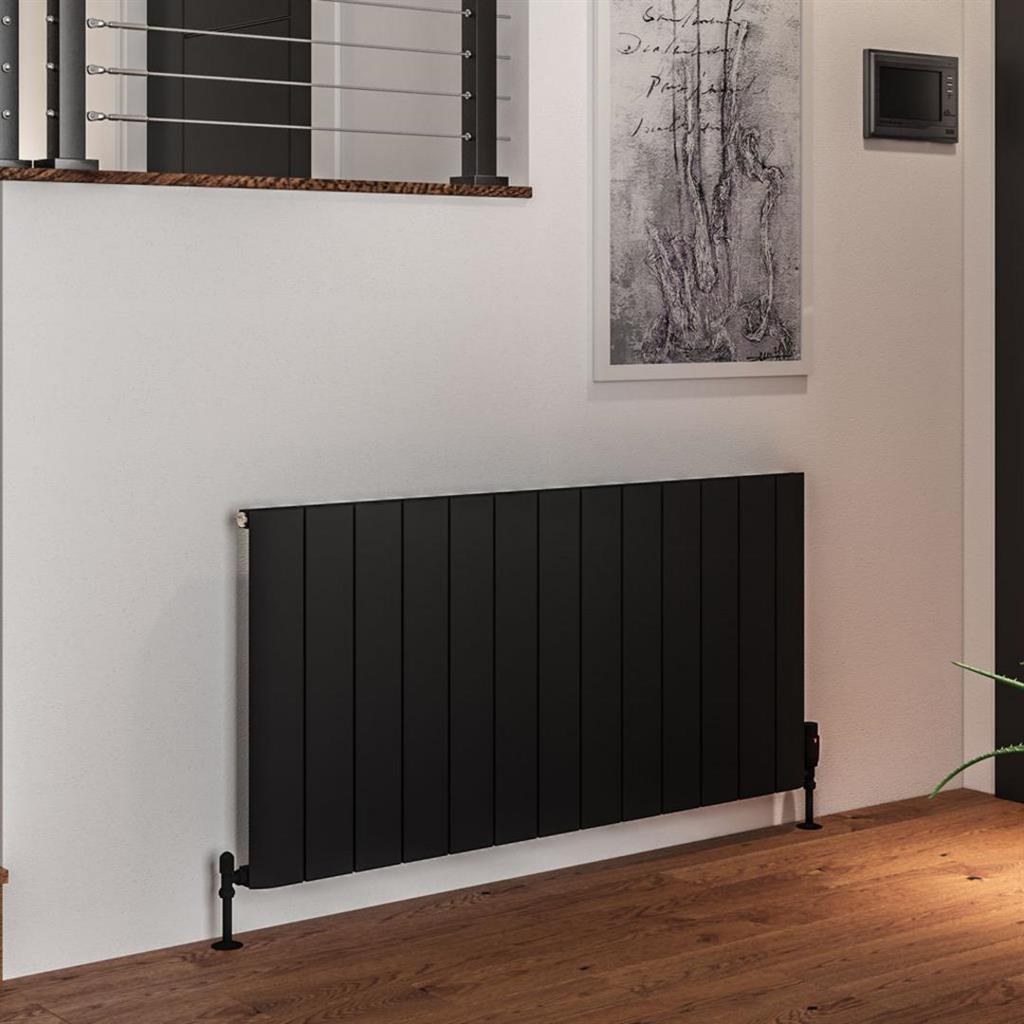 Eastbrook Peretti Aluminium Horizontal Flat Panel Radiator 600mm x 1230mm - Matt Black - 86.0076 - TAP 'N' SHOWER