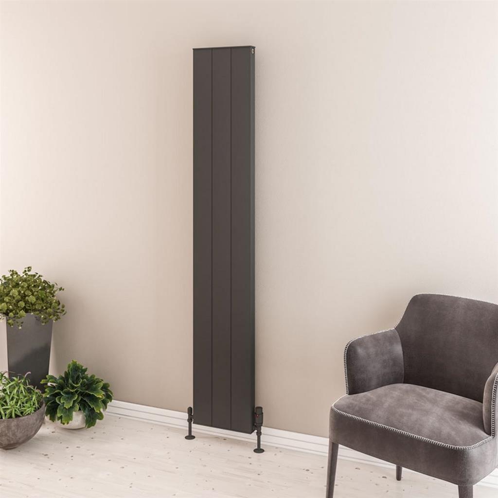 Eastbrook Vesima Aluminium Vertical Radiator 1800mm x 303mm - Matt Anthracite - 86.0081 - TAP 'N' SHOWER